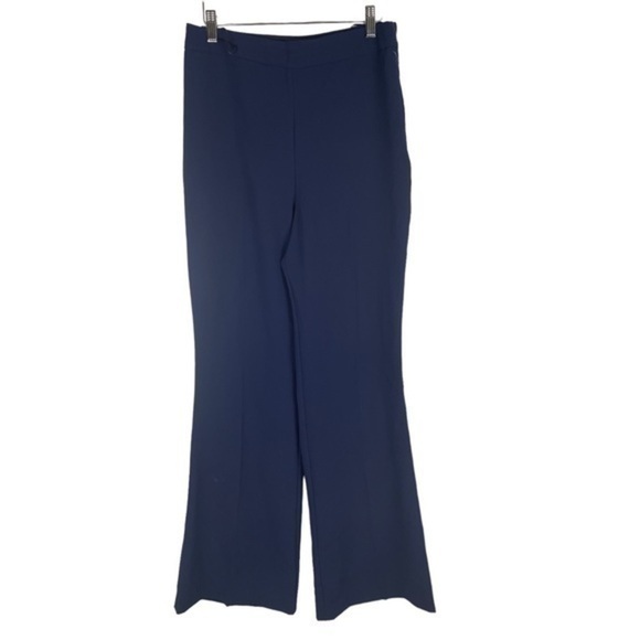 River Island Nordstrom Crepe Flare Leg Pants Trousers Navy Blue 6 NWT - Picture 6 of 10